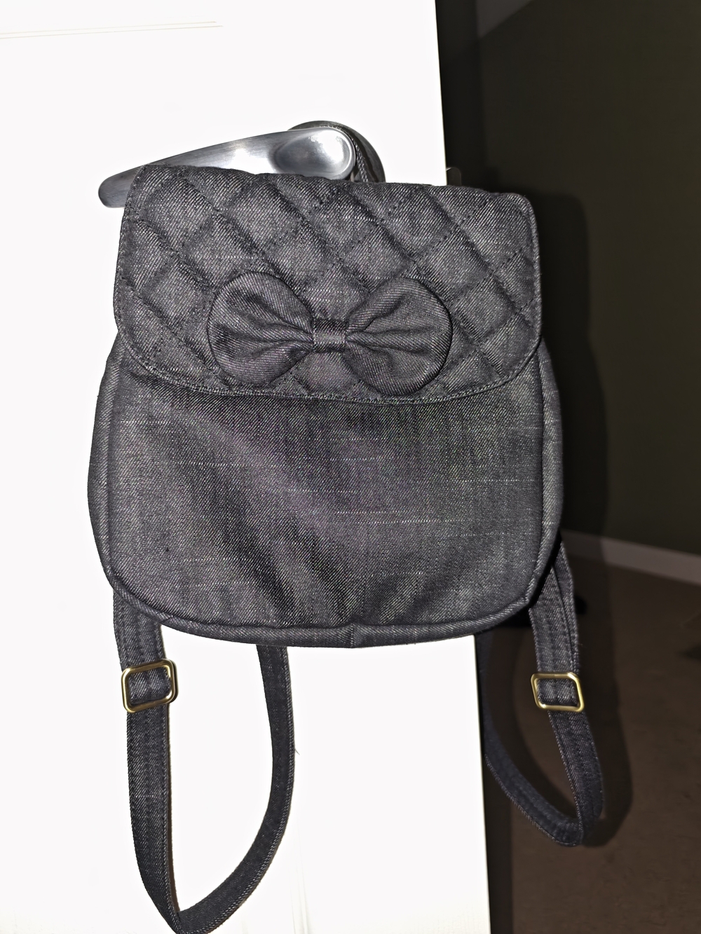 NaRaYa Thai Denim Bow Mini Backpack - New - Picture 3 of 4